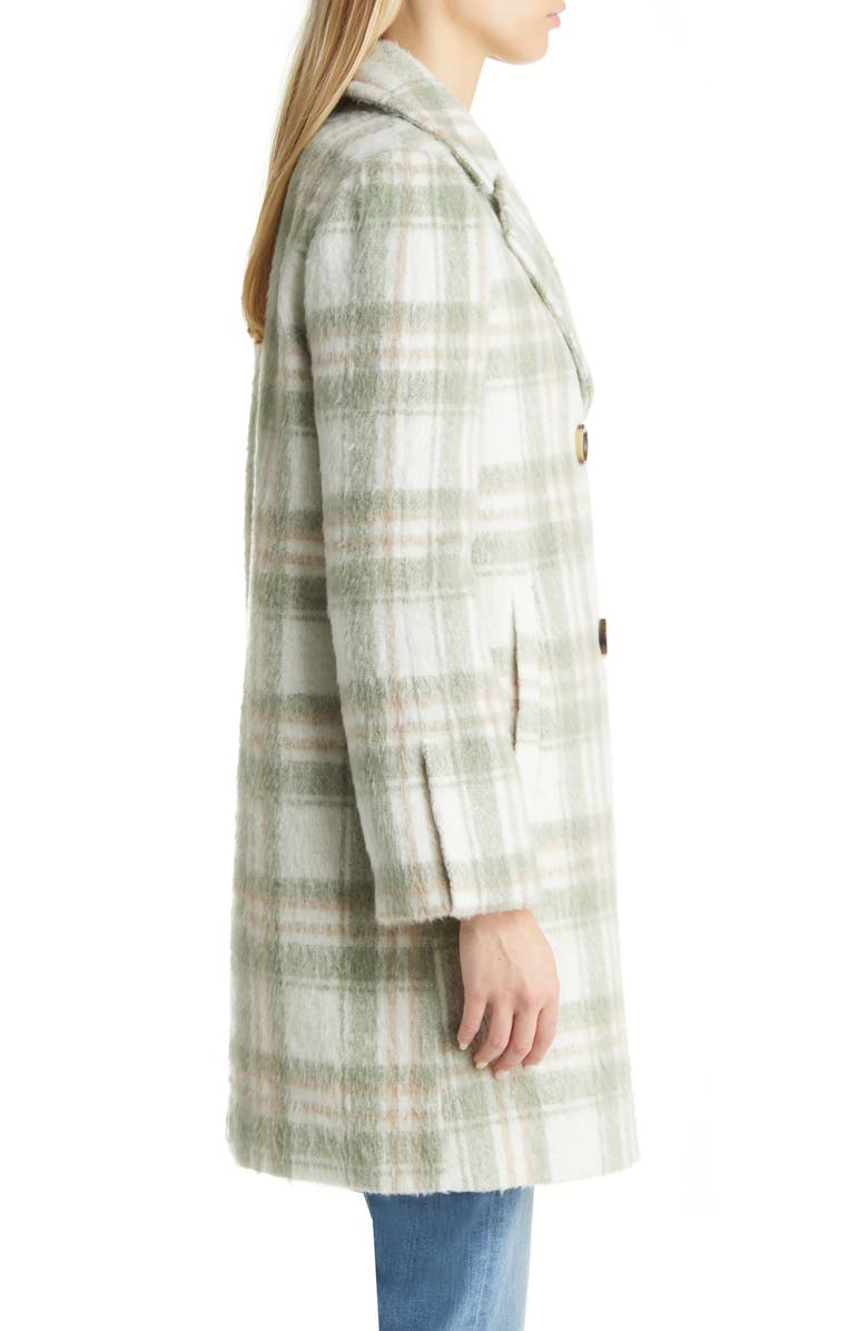 Sam Edelman Brushed Plaid Double Breasted Coat, Alternate, color,