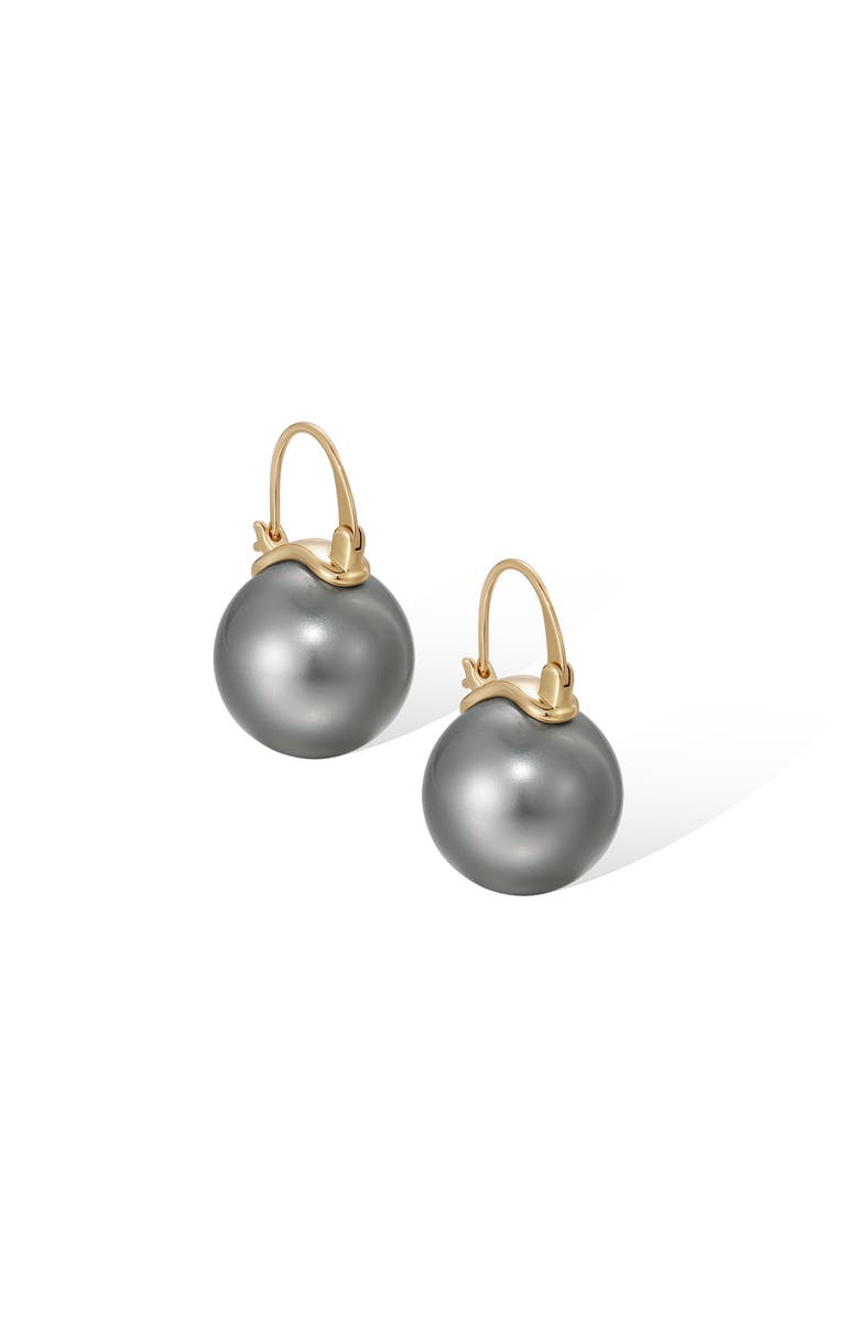 RETRO CHIC Retro Pearl Earrings, Main, color, Grey