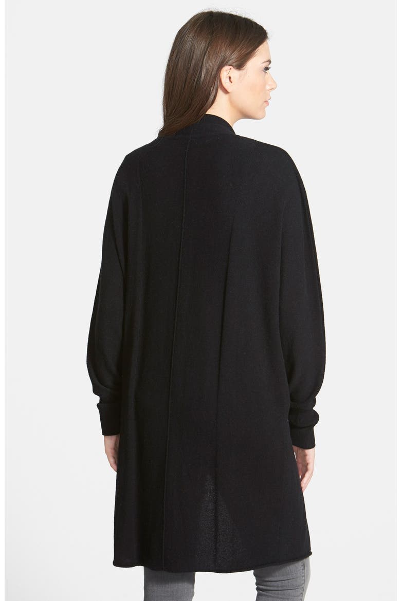Dolman Sleeve Long Cashmere Cardigan, Alternate, color, BLACK