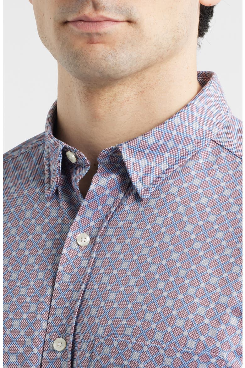 XC Flex Ascend Short Sleeve Button-Up Shirt, Alternate, color, BURGUNDY DIAMOND GRID