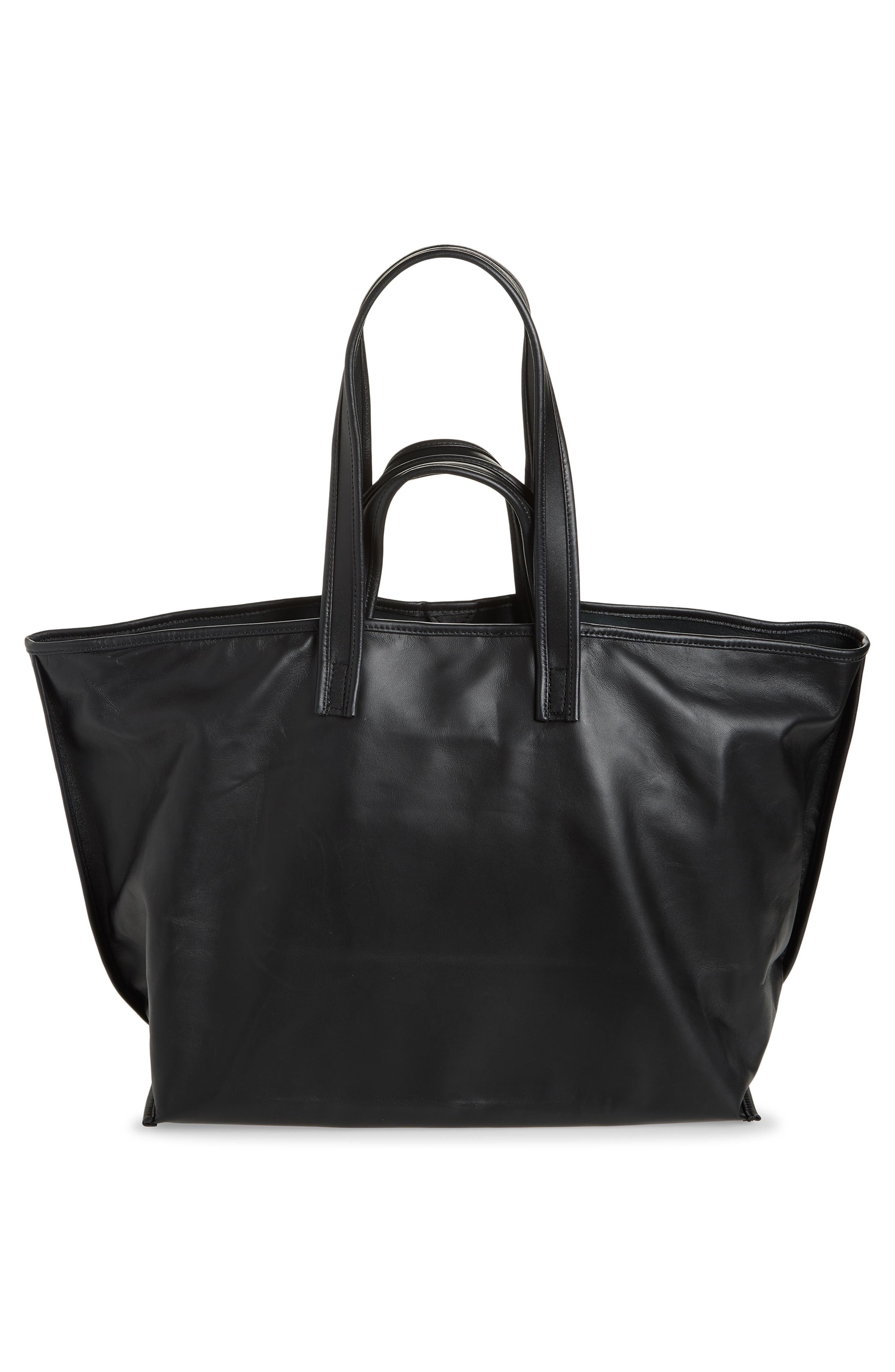 KASSL Lamskin Leather Tote, Alternate, color, Black