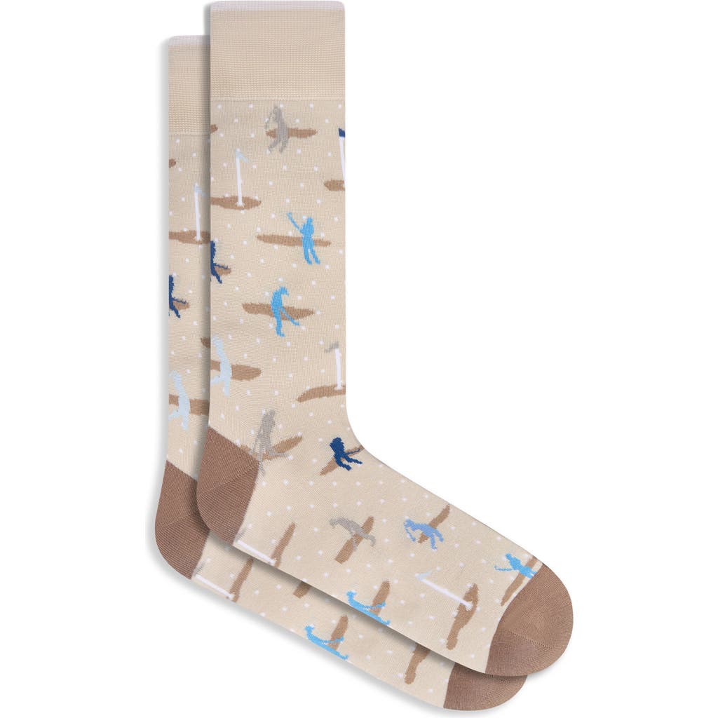 Bugatchi Golfer Mercerized Cotton Blend Dress Socks In Sand
