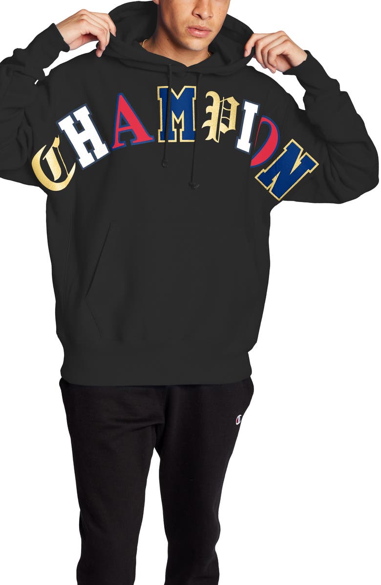 Champion Old English Script Cotton Blend Hoodie, Main, color,