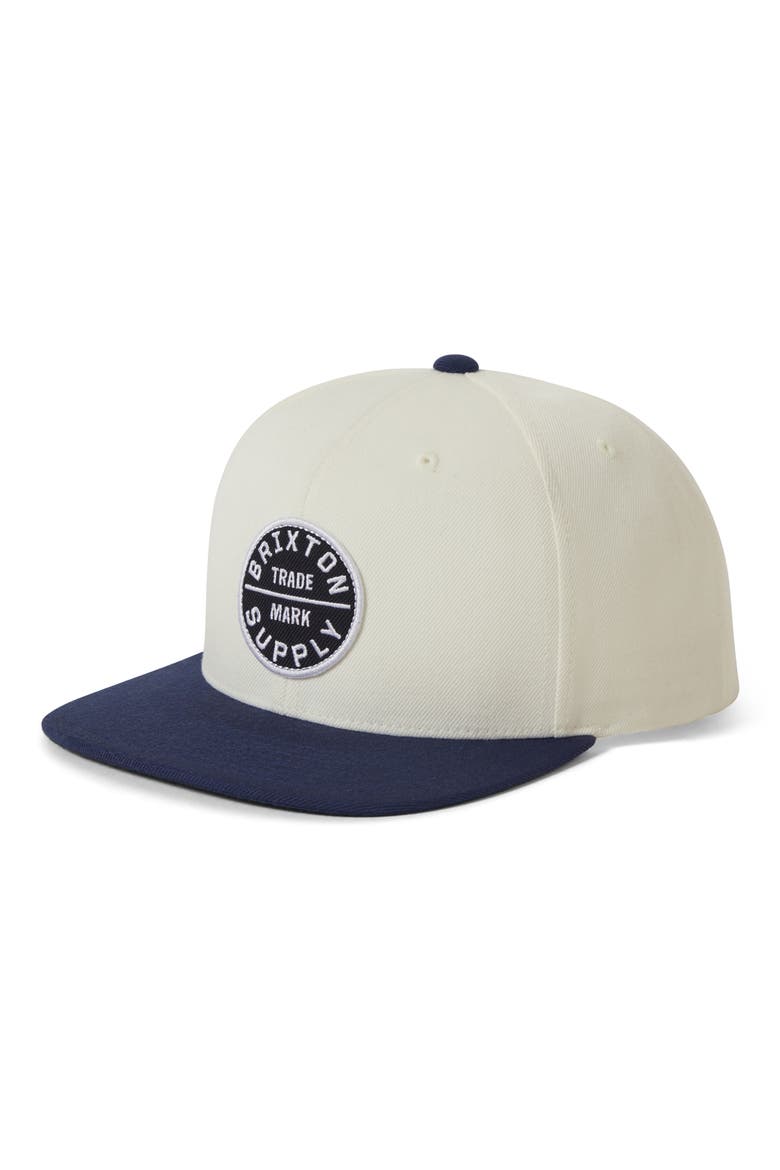 Oath III Snapback Baseball Cap, Main, color, OFF WHITE/ MIDNIGHT BLUE