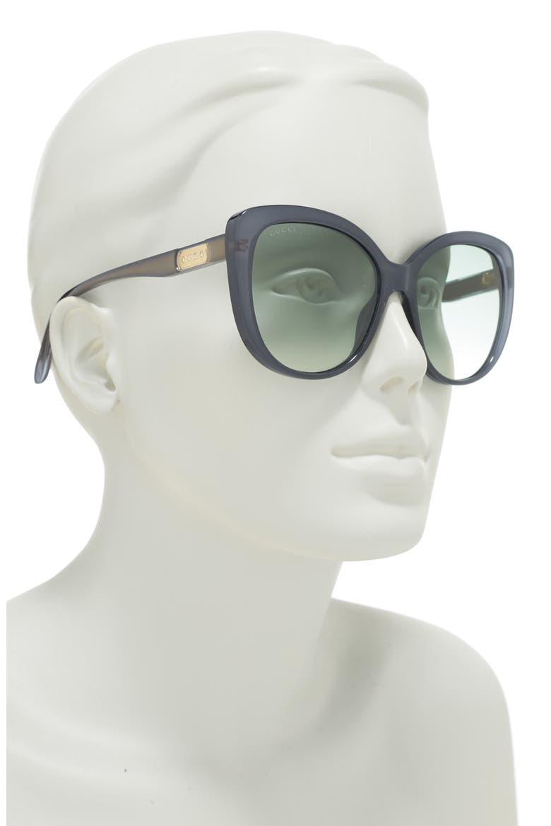 57mm Gradient Cat Eye Sunglasses, Alternate, color, BLUE GREEN