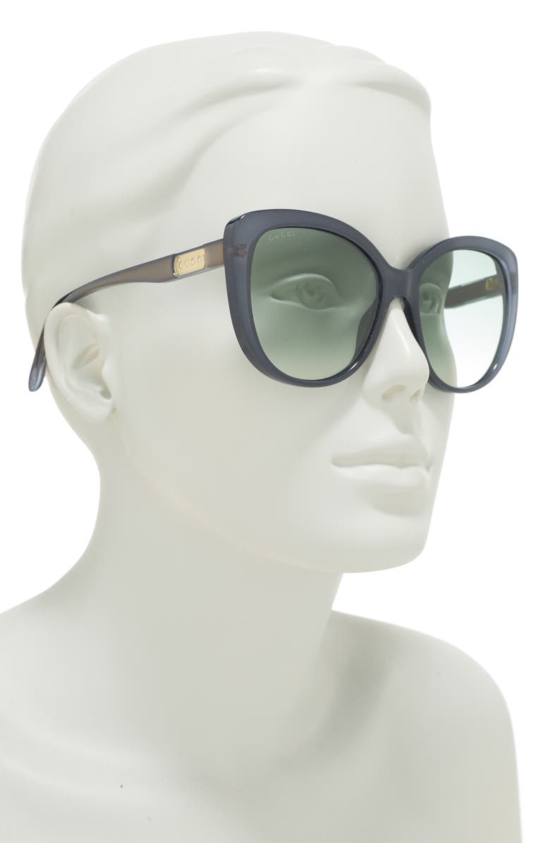 Gucci 57mm Gradient Cat Eye Sunglasses, Alternate, color, Blue Green