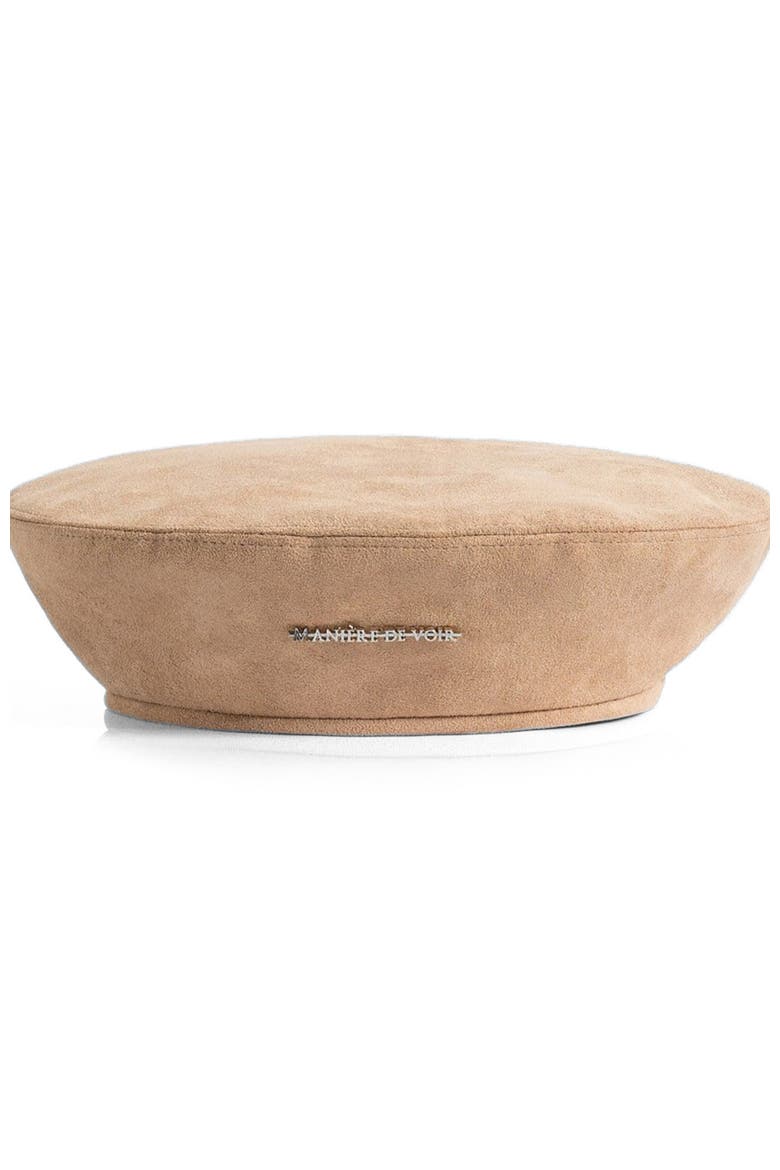 Anya Suede Beret, Main, color, Beige