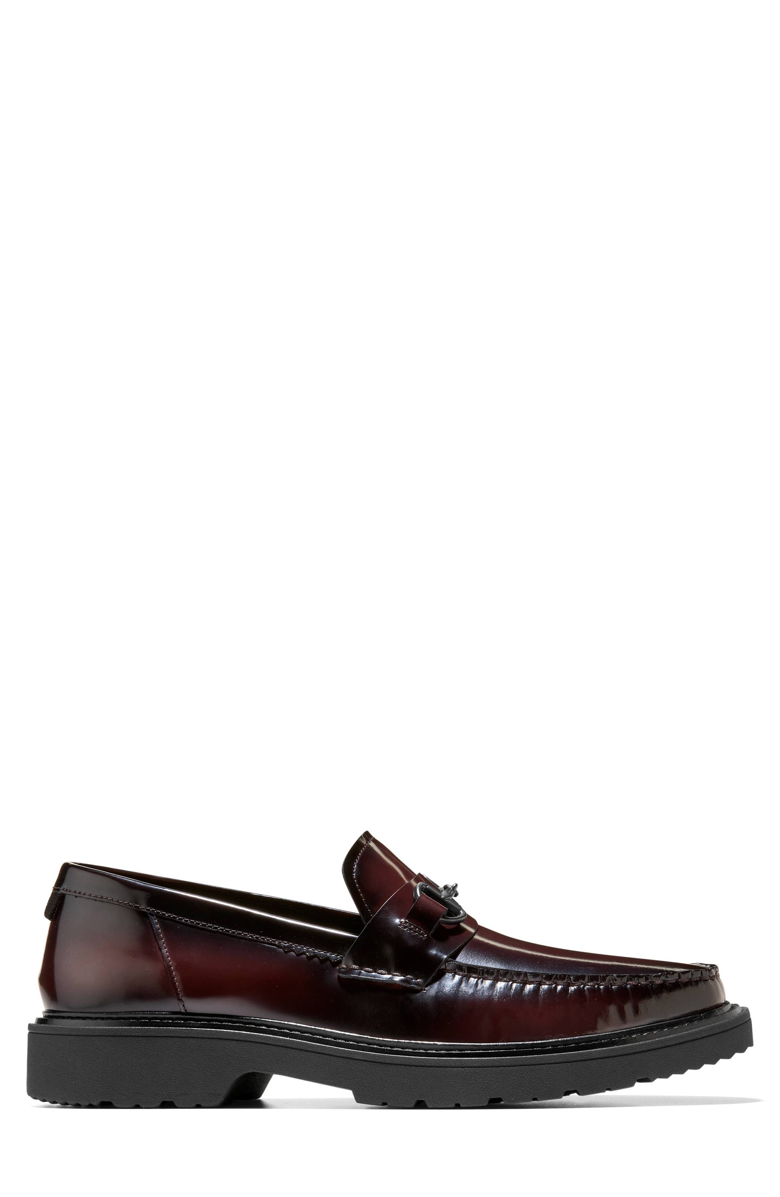 Broome Grand Lug Sole Bit Loafer, Alternate, color, BURGUNDY BOX BRUSH OFF / BLACK