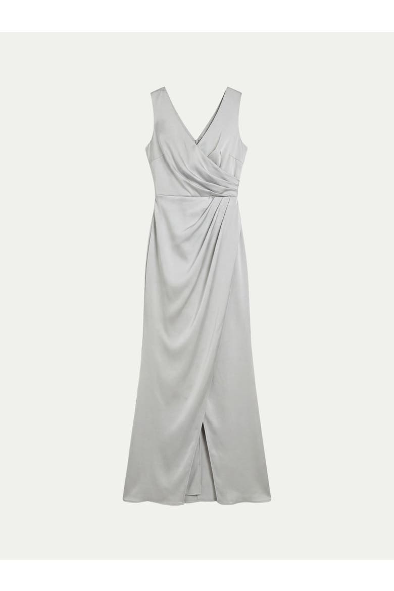 Ruched Satin Bridesmaid Dress, Main, color, Sage