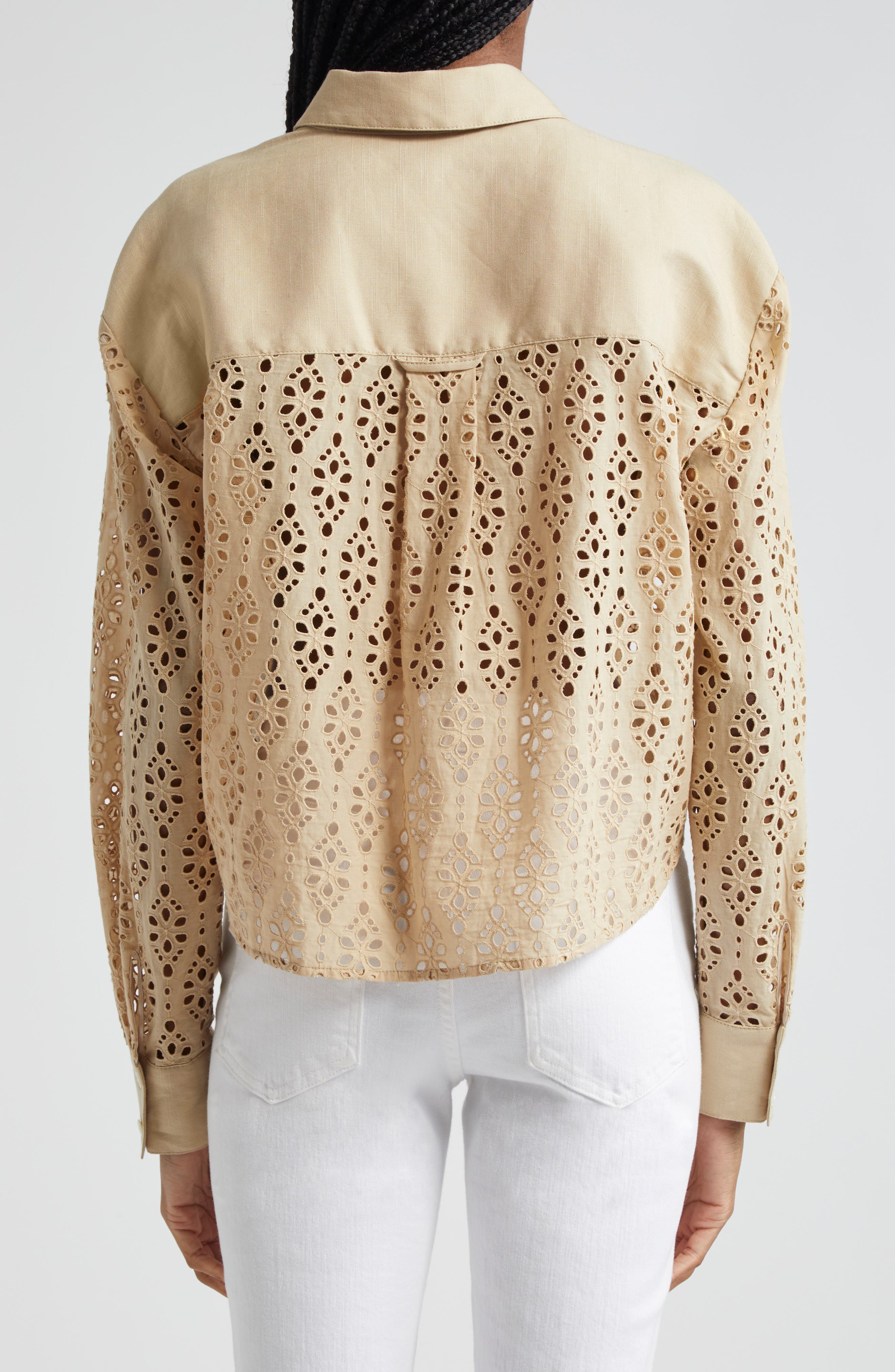 Aderes Eyelet Embroidered Cotton Button-Up Shirt - image 2