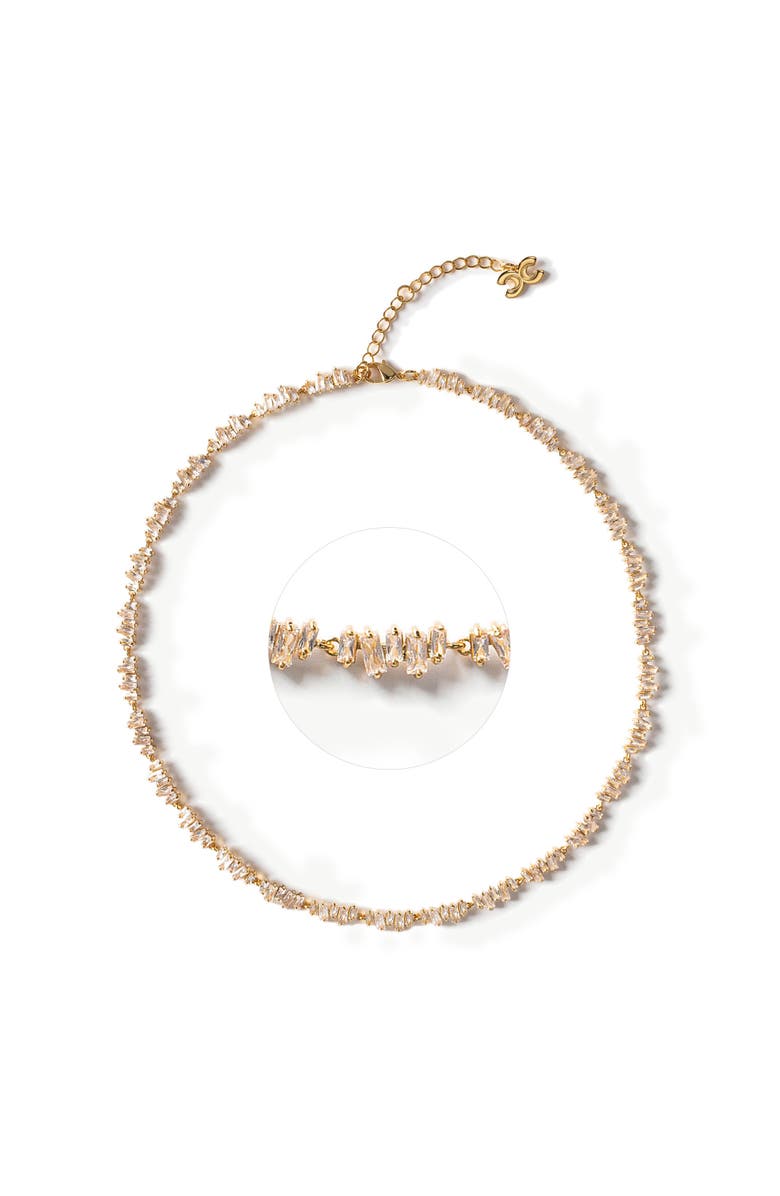 Classicharms T Shape Zirconia Tennis Choker Necklace, Main, color, Gold