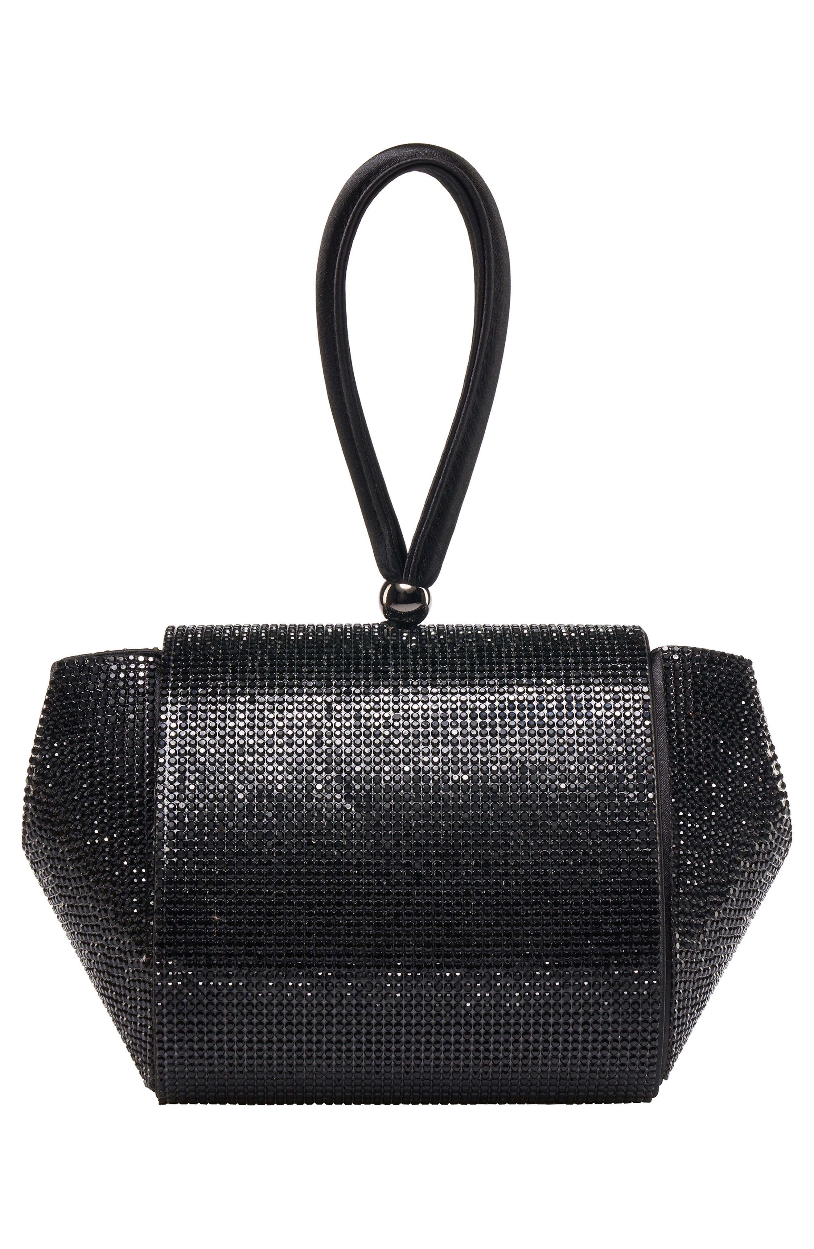 LADY COUTURE Architectural Rhinestone Evening Bag, Alternate, color, Black