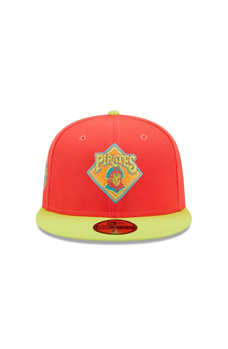 New Era Men's New Era Red/Neon Green Pittsburgh Pirates   Lava Highlighter Combo 59FIFTY Fitted Hat, Alternate, color, 