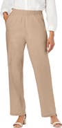 Jessica London Lightweight Linen-Blend Straight-Leg Pants