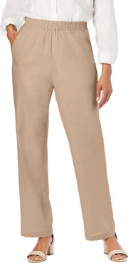 Jessica London Lightweight Linen-Blend Straight-Leg Pants