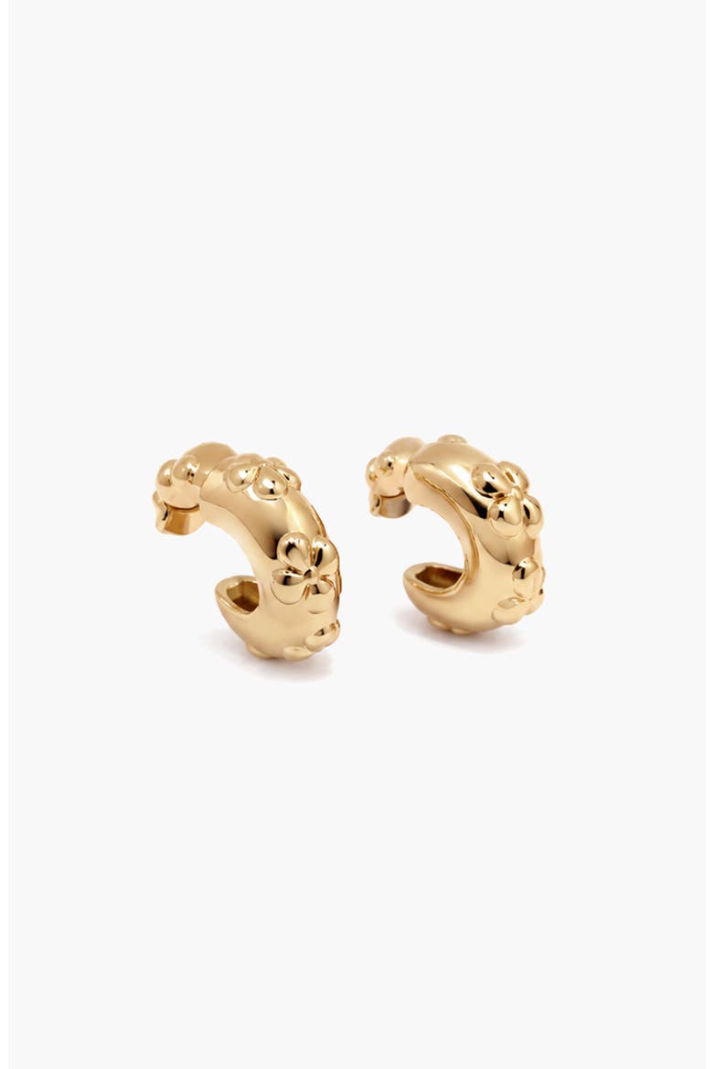 Flaro Flower Midi Hoop Earrings in God, Alternate, color, Gold
