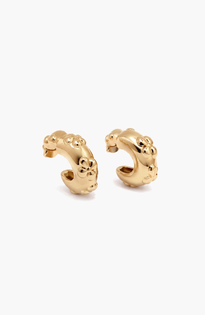 YOJ Flaro Flower Midi Hoop Earrings in God, Alternate, color, Gold