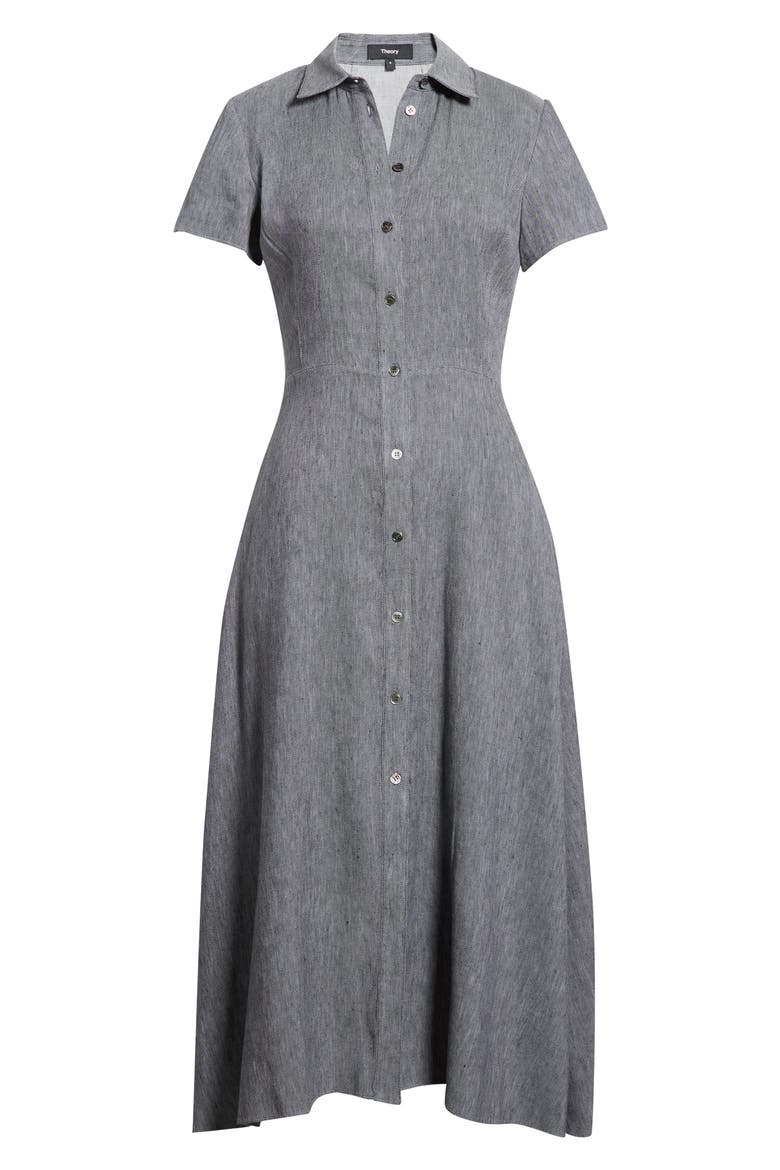 Stretch Linen Blend Shirtdress, Alternate, color, INK BLUE - GGE