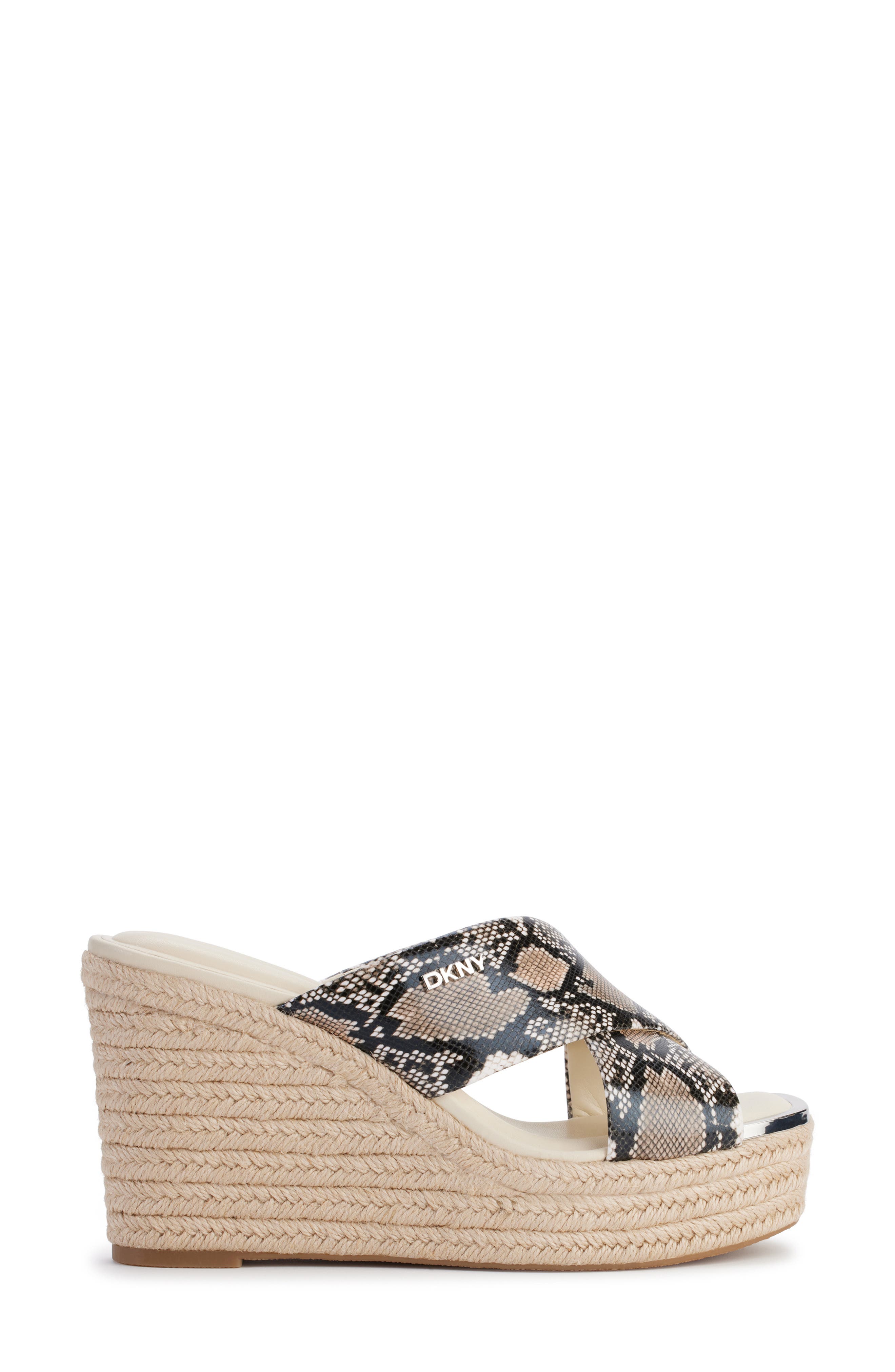 DKNY Maryn Snakeskin Embossed Platform Wedge Sandal, Alternate, color, Sepia Multi