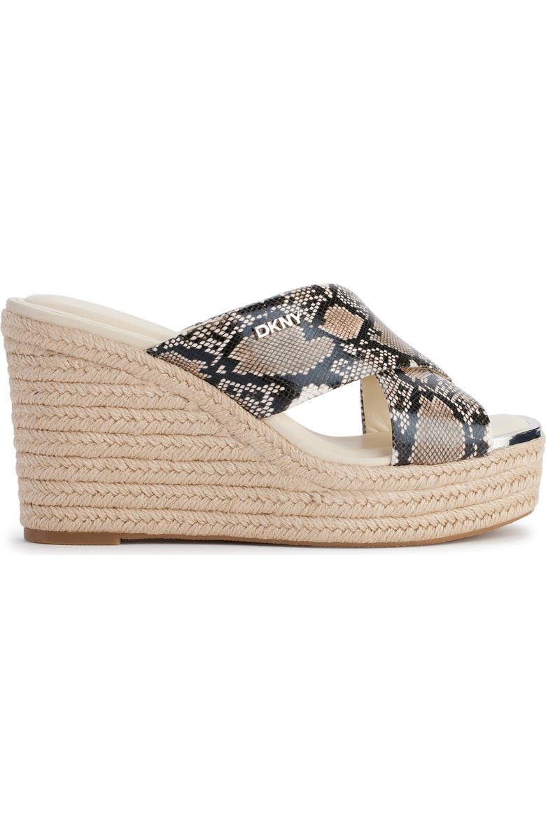 DKNY Maryn Snakeskin Embossed Platform Wedge Sandal, Alternate, color, Sepia Multi