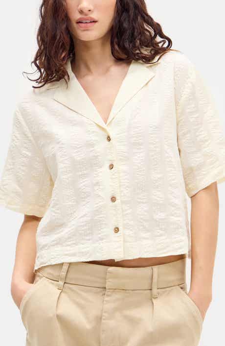 BDG Urban Outfitters Seersucker Texture Boxy Camp Shirt