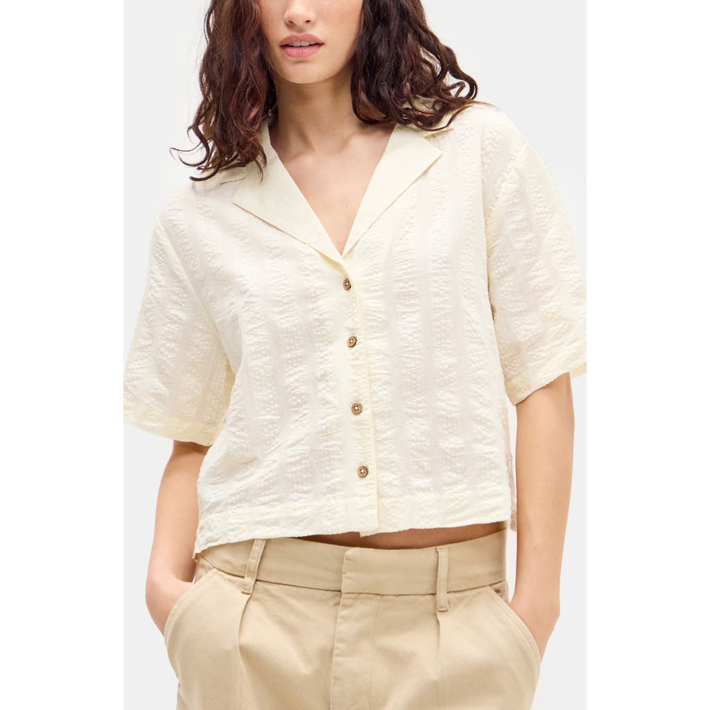 Bdg Urban Outfitters Seersucker Texture Boxy Camp Shirt In White