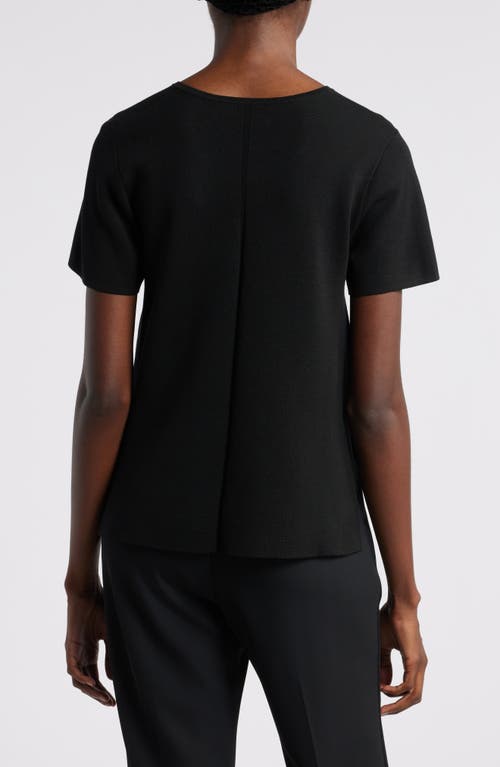 Wyeth Aster Short Sleeve Split Neck Sweater In Black