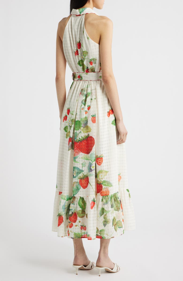 CIEBON Katerina Strawberry Print Sleeveless Shirtdress, Alternate, color, Off White Multi