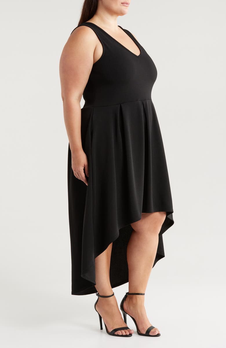 24seven Comfort Apparel Party Stretch High-Low Dress, Alternate, color, Black