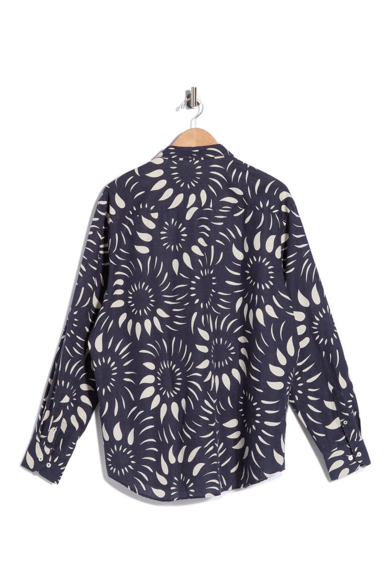 Linen & Cotton Long Sleeve Button-Up Shirt, Alternate, color, NAVY