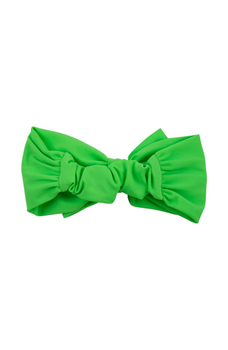 RuffleButts Girls UPF50+ Swim Bow Headband, Alternate, color, Neon Lime