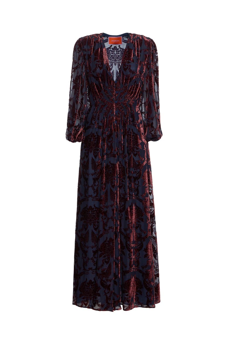 Long Camerino Dress, Alternate, color, Cherubs Devoré Blue