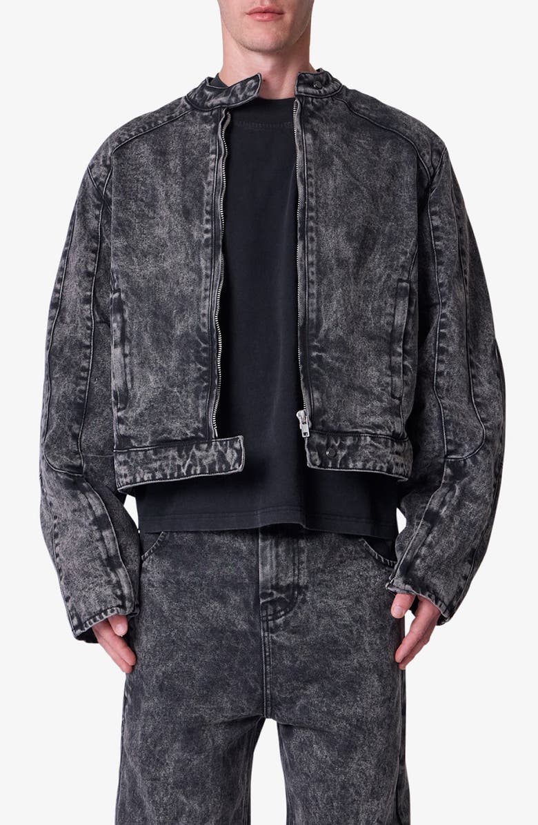 mnml Moto Denim Jacket, Main, color, Vintage Black