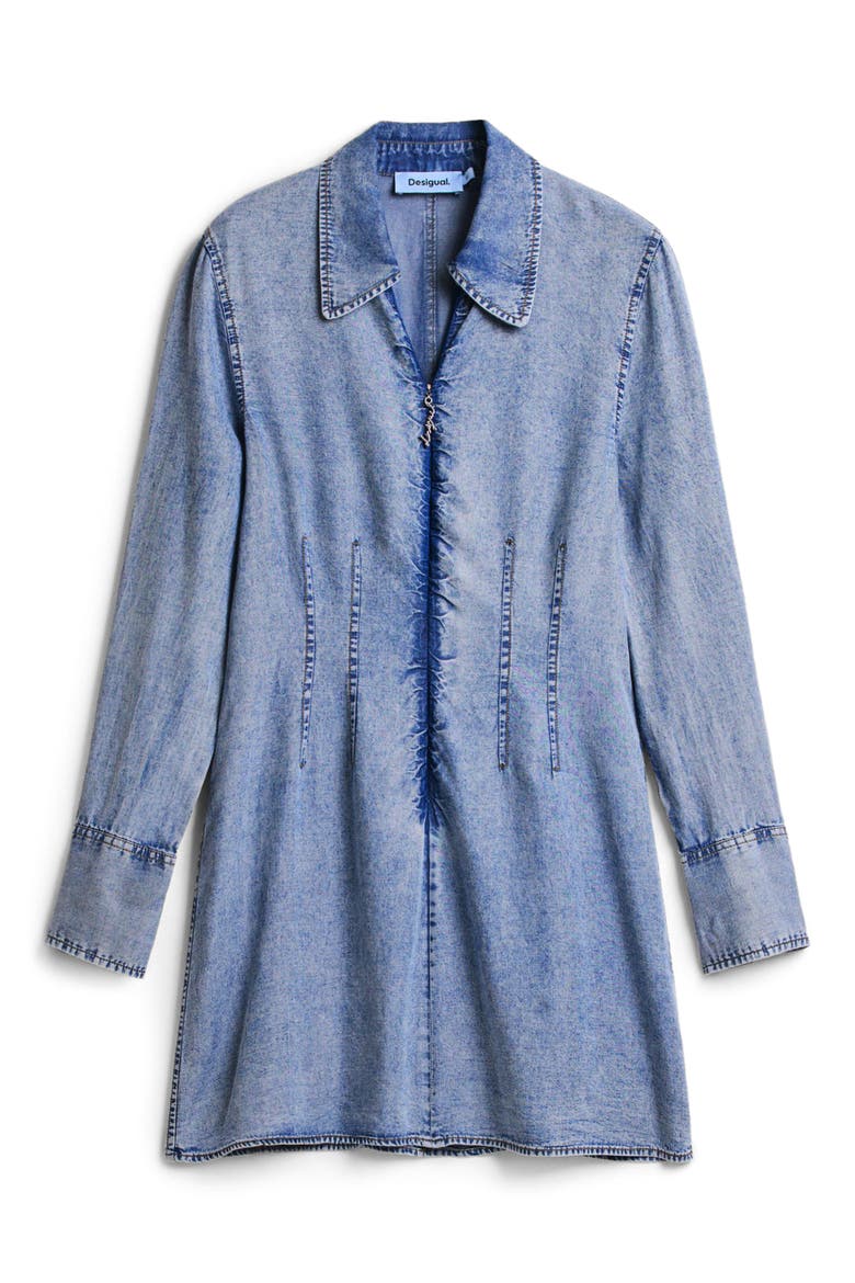 Long Sleeve Denim Minidress, Alternate, color, BLUE