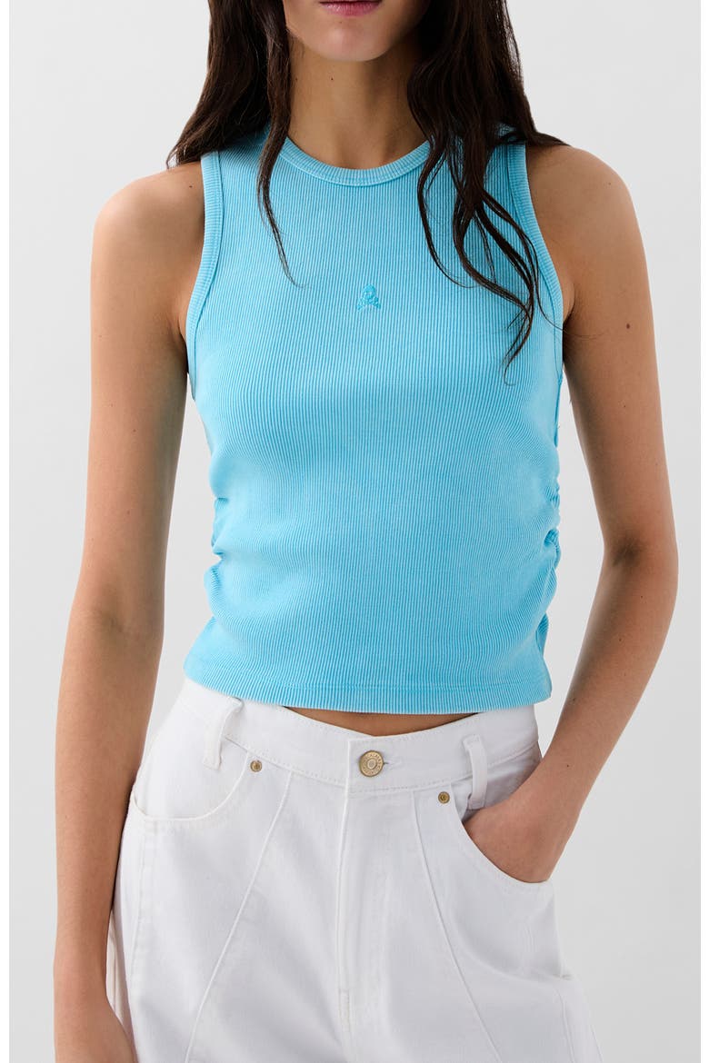 Rib Gather Side Tee, Main, color, Turquoise