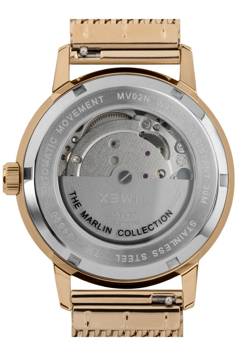 Marlin Mesh Strap Automatic Watch, 40mm, Alternate, color, GOLD/ SILVER/ GOLD
