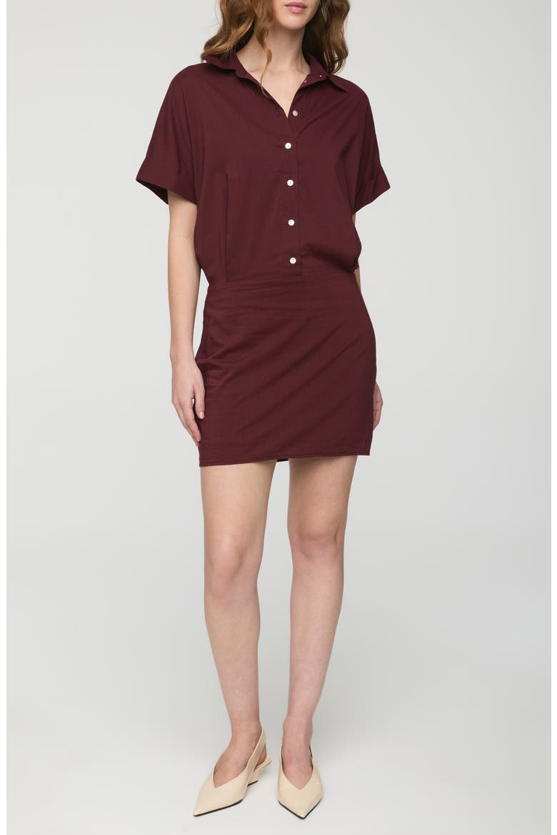 Blythe Stretch Cotton Mini Shirtdress, Main, color, CABERNET