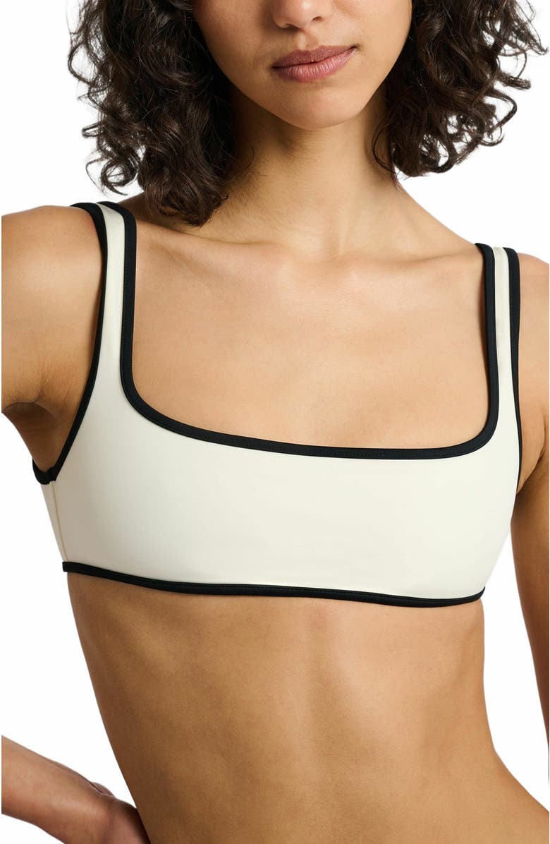Onia Claire Bikini Top, Alternate, color, Egret/Black