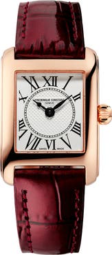 FREDERIQUE CONSTANT Carrée Leather Strap Watch, 23mm x 21mm
