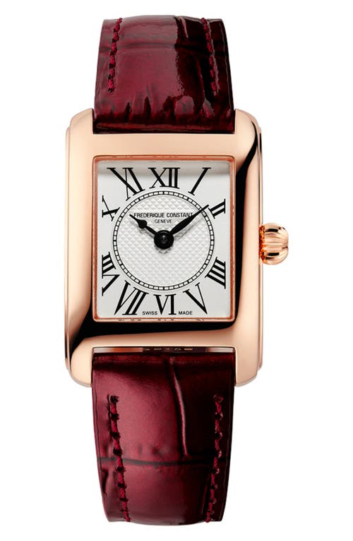 Frederique Constant Women's Swiss Carree Red Patent Leather Strap Watch 23x21mm In Brown