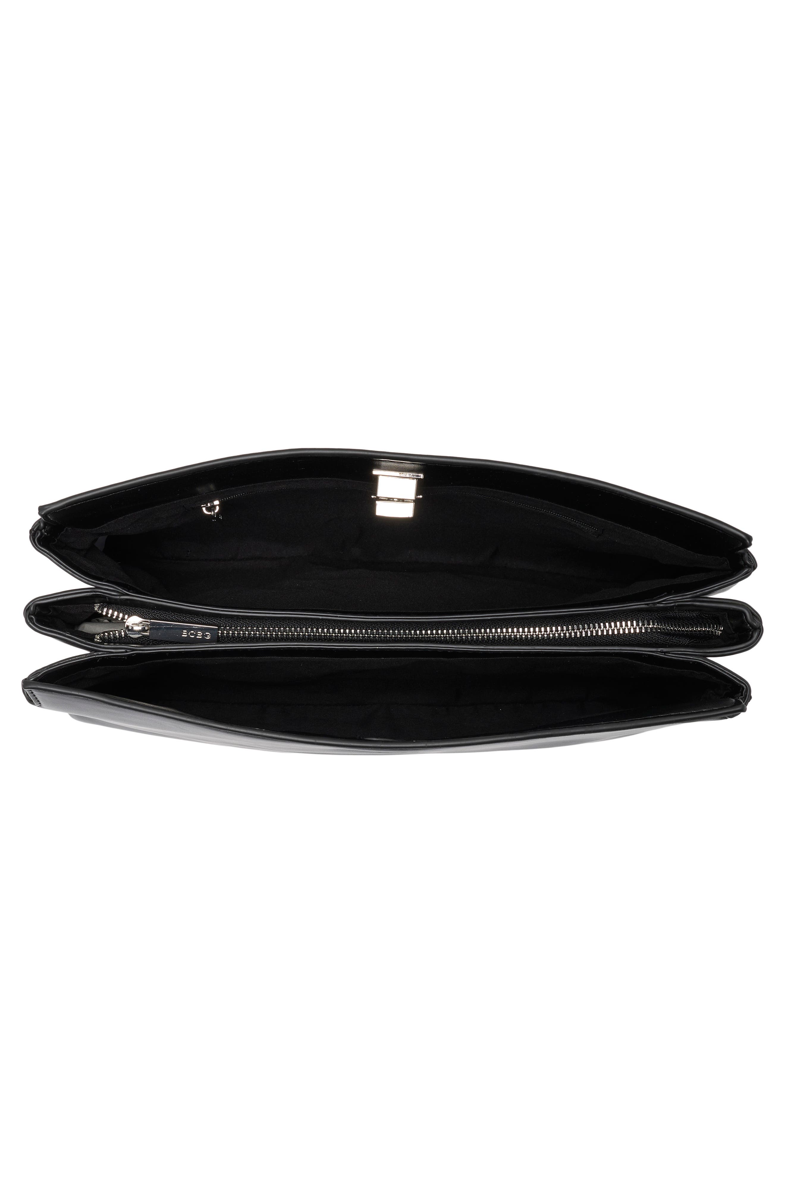 Triplex Faux Leather Clutch, Alternate, color, BLACK