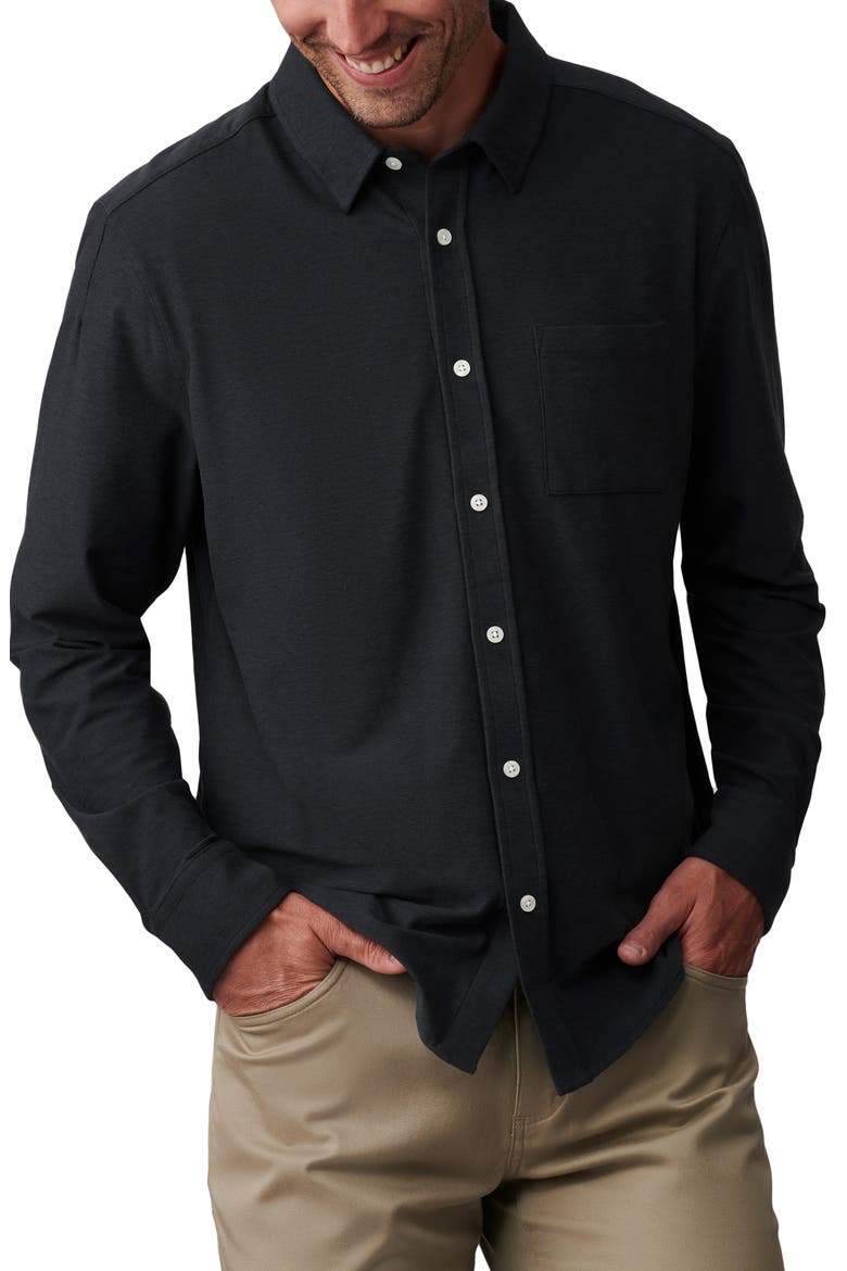 WFH Knit Button-Up Shirt, Main, color, BLACK