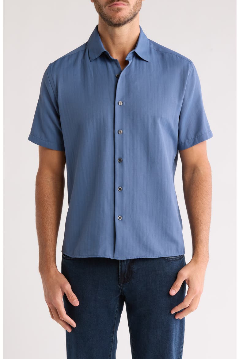 Baylor Cotton Short Sleeve Button-Up Shirt, Main, color, BERING SEA