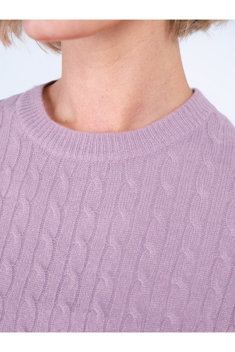 Cable Cashmere Blend Crew Neck Sweater, Alternate, color, Chalk Mauve