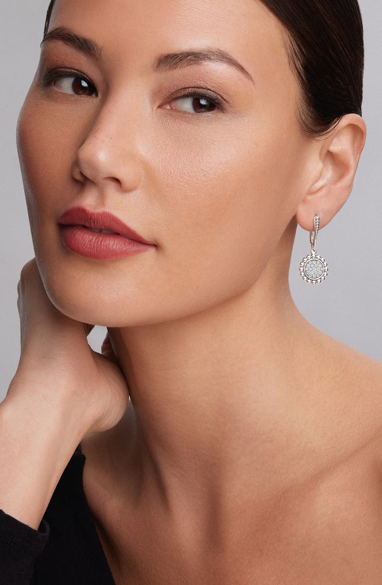 LAGOS Caviar Spark Diamond Circle Drop Earrings, Alternate, color, Silver/ Diamond