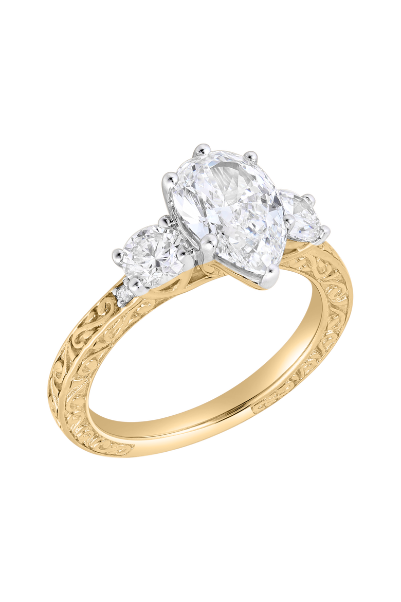 Orlina 14K Gold 2.65 Ct Pear Lab Grown Diamond Engagement Ring, Alternate, color, 14K Yellow Gold