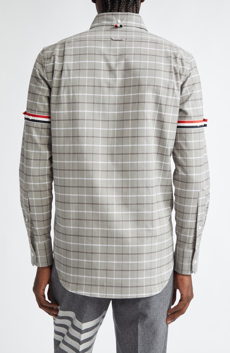 Thom Browne Straight Fit Check Cotton Flannel Button-Down Shirt, Alternate, color, 