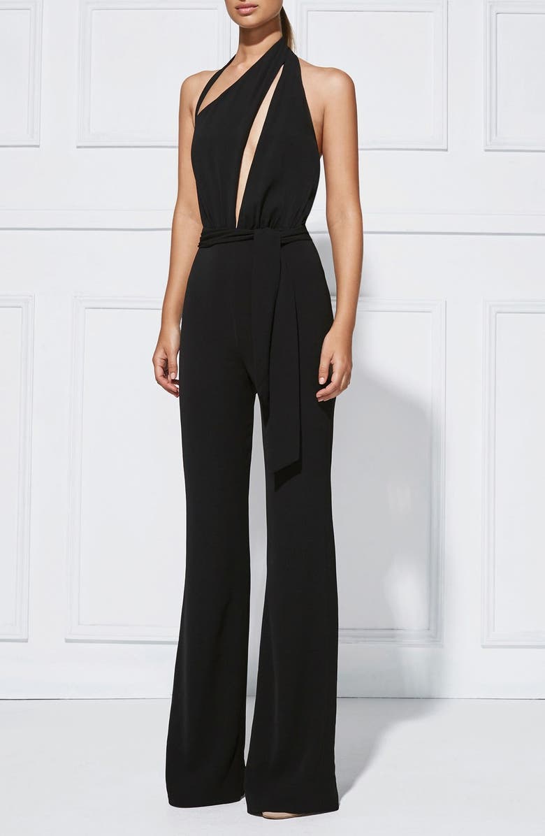 MISHA Collection 'Caprice' Cutout Halter Jumpsuit, Alternate, color,