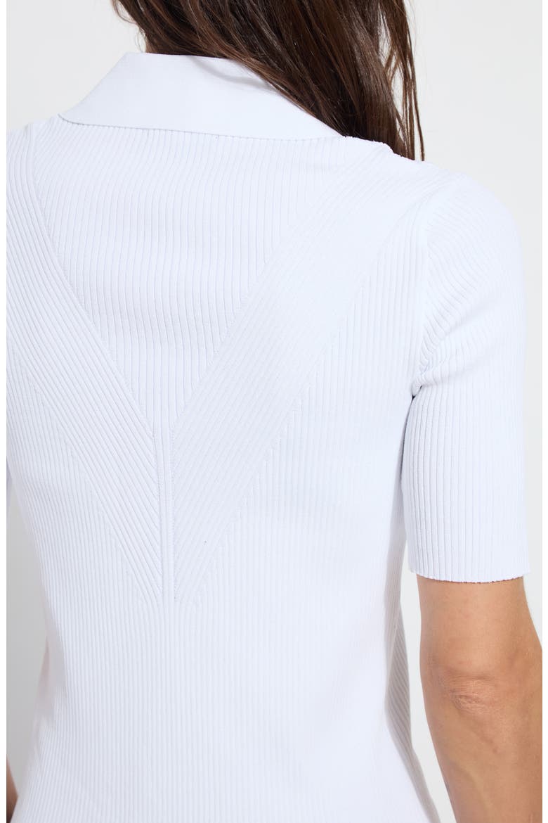Kenzie Johnny Collar Rib Polo, Alternate, color, WHITE