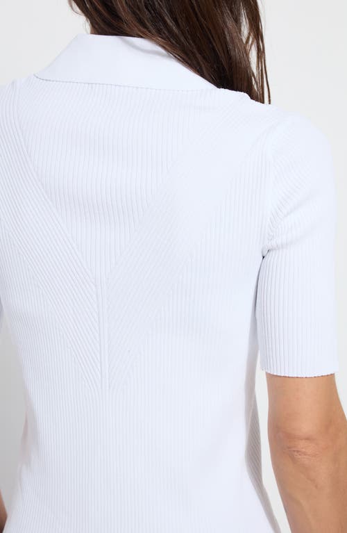 Lyssé Kenzie Ribbed Knit Polo In White